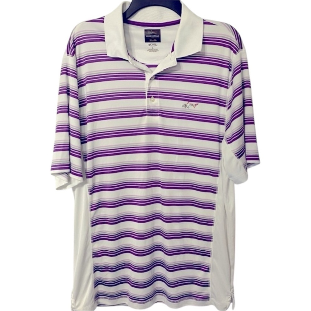 Greg Norman for Tasso Elba Polo Shirt, Play Dry, Golf Shirt, Sz L, EUC, Geo‌‌